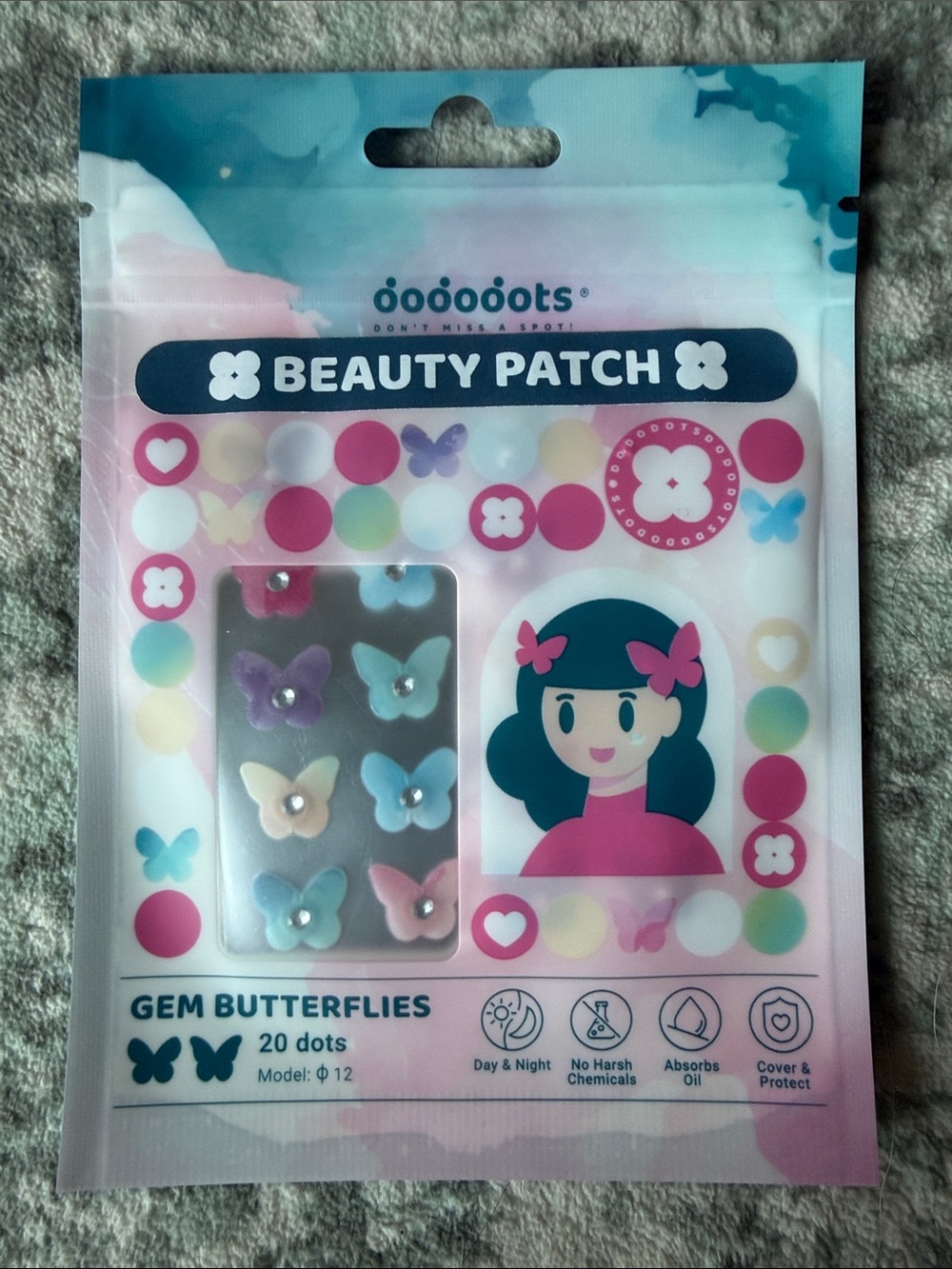 Dododots Beauty Patch "Gem Butterflies" Acne Pimple Patches (20 Count)